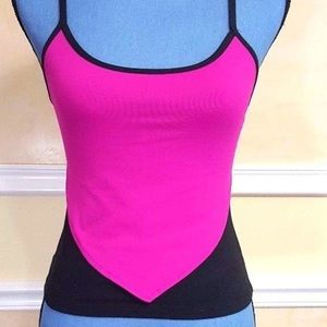 Womens Cross Back Stretch Hot Pink Tank Top